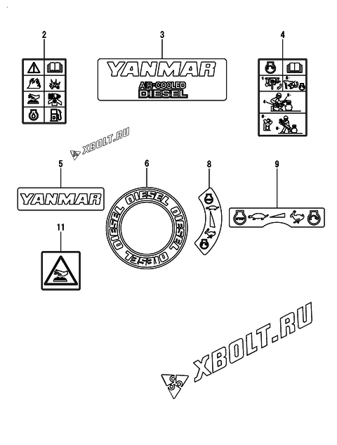  Шильды двигателя Yanmar L100N6-MMA2