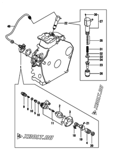  Двигатель Yanmar L48N6-PMA2, узел -  Топливный насос высокого давления (ТНВД) и форсунка 