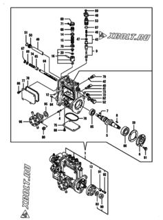  Двигатель Yanmar 3TNV76-NTA, узел -  Топливный насос высокого давления (ТНВД) 