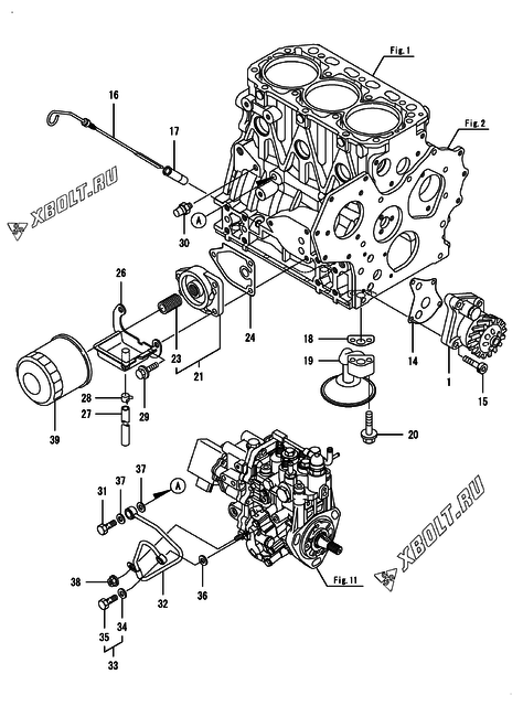  Система смазки двигателя Yanmar 3TNV88-ZPHB