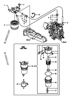  Двигатель Yanmar 3TNV88-ZPHB, узел -  Топливопровод 
