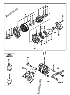  Двигатель Yanmar 3TNV88-ZPHB, узел -  Генератор 