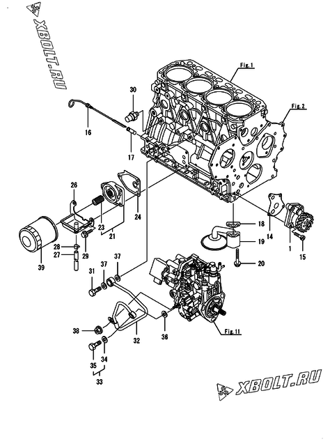  Система смазки двигателя Yanmar 4TNV88-ZPHB
