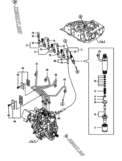  Форсунка двигателя Yanmar 4TNV88-ZPHB