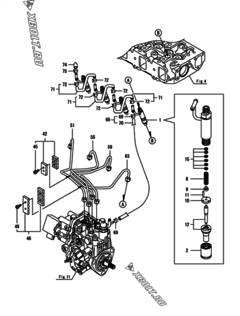 Двигатель Yanmar 4TNV88-ZPHB, узел -  Форсунка 