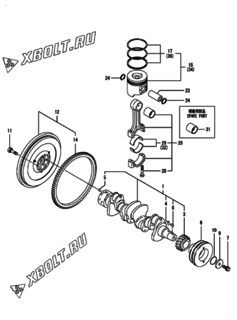  Двигатель Yanmar 4TNV94L-ZWHB, узел -  Коленвал и поршень 