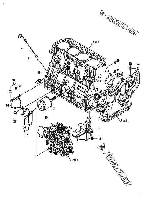  Система смазки двигателя Yanmar 4TNV94L-ZWHB