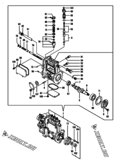  Двигатель Yanmar 3TNV76-MSP, узел -  Топливный насос высокого давления (ТНВД) 