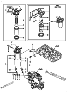  Двигатель Yanmar 3TNV70-DTS, узел -  Топливопровод 
