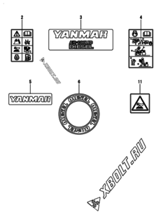  Двигатель Yanmar L48N6-VSA, узел -  Шильды 