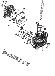  Двигатель Yanmar L70V6-VEH, узел -  Блок цилиндров 