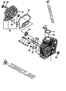  Двигатель Yanmar L70V6-VEJH, узел -  Блок цилиндров 