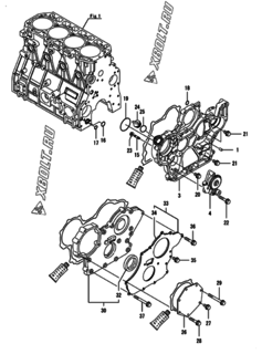  Двигатель Yanmar 4TNV98-AVHBW, узел -  Корпус редуктора 