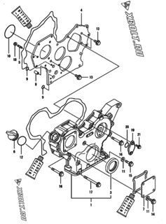  Двигатель Yanmar 4TNV88-BPHBB, узел -  Корпус редуктора 