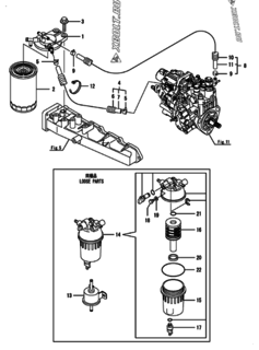  Двигатель Yanmar 4TNV88-BPHBB, узел -  Топливопровод 