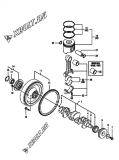 Двигатель Yanmar 4TNV98-ZNNA, узел -  Коленвал и поршень 