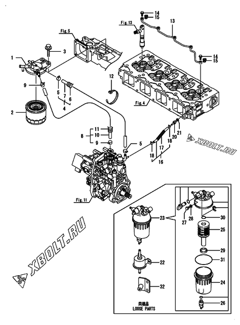  Топливопровод двигателя Yanmar 4TNV98-ZNNA