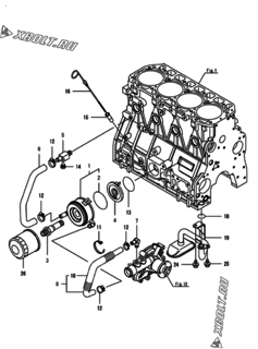  Двигатель Yanmar 4TNV98T-SIK, узел -  Система смазки 