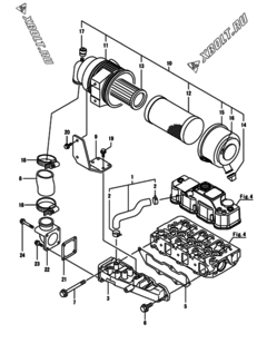  Двигатель Yanmar 3TNV88-BQIKA1, узел -  Впускной коллектор и воздушный фильтр 