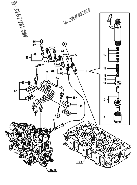  Форсунка двигателя Yanmar 3TNV88-BQIKA1