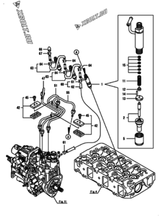  Двигатель Yanmar 3TNV88-BQIKA1, узел -  Форсунка 