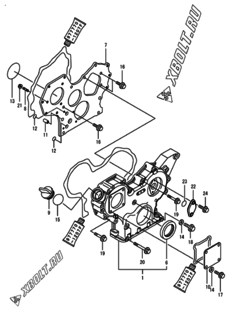  Двигатель Yanmar 3TNV88-BPHBB, узел -  Корпус редуктора 