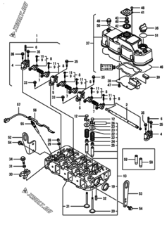  Двигатель Yanmar 3TNV88-BPHBB, узел -  Головка блока цилиндров (ГБЦ) 