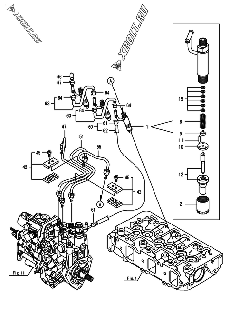  Форсунка двигателя Yanmar 3TNV88-BPHBB