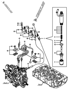  Двигатель Yanmar 3TNV88-BPHBB, узел -  Форсунка 