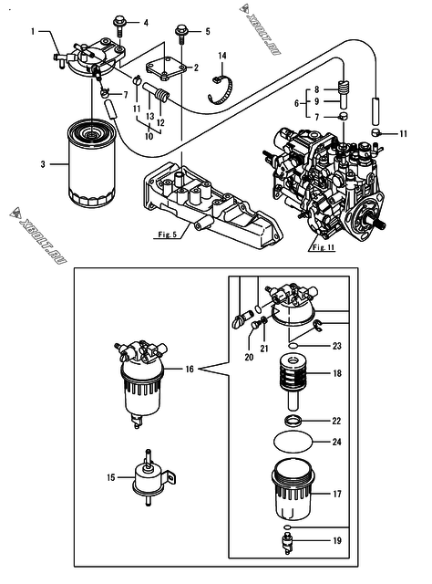  Топливопровод двигателя Yanmar 3TNV88-BPHBB