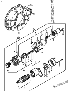 Двигатель Yanmar 3TNV88-BPHBB, узел -  Стартер 