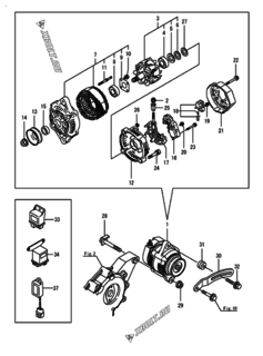  Двигатель Yanmar 3TNV88-BPHBB, узел -  Генератор 