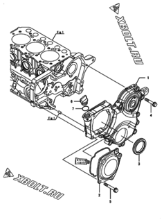  Двигатель Yanmar 3TNM68-ASGS, узел -  Корпус редуктора 