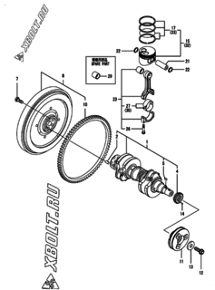  Двигатель Yanmar 3TNM68-ASGS, узел -  Коленвал и поршень 