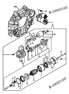  Двигатель Yanmar 3TNM68-ASGS, узел -  Стартер 