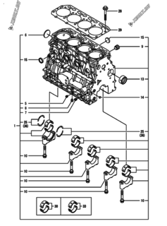 Двигатель Yanmar 4TNV88-BNFK, узел -  Блок цилиндров 