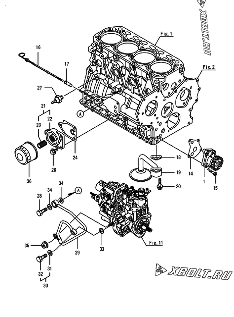  Система смазки двигателя Yanmar 4TNV88-BNFK