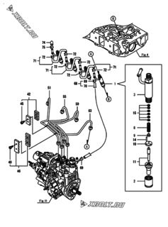  Двигатель Yanmar 4TNV88-BNFK, узел -  Форсунка 