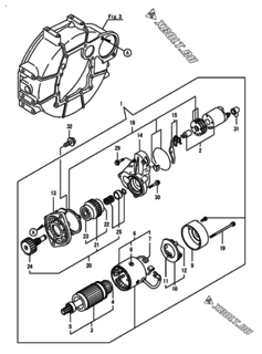 Двигатель Yanmar 4TNV88-BNFK, узел -  Стартер 