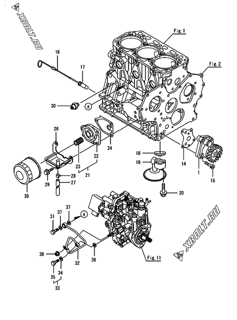  Система смазки двигателя Yanmar 3TNV88F-ESIK