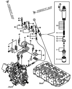  Двигатель Yanmar 3TNV88F-ESIK, узел -  Форсунка 