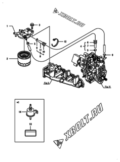  Двигатель Yanmar 3TNV88F-ESIK, узел -  Топливопровод 