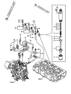  Двигатель Yanmar 3TNV88-ESIK, узел -  Форсунка 