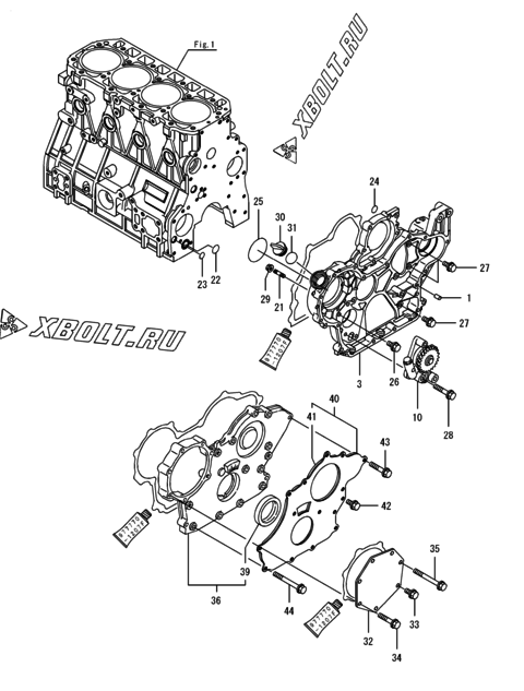  Корпус редуктора двигателя Yanmar 4TNV98-ZXVHBW