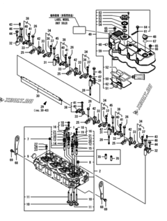  Двигатель Yanmar 4TNV98-ZXVHBW, узел -  Головка блока цилиндров (ГБЦ) 