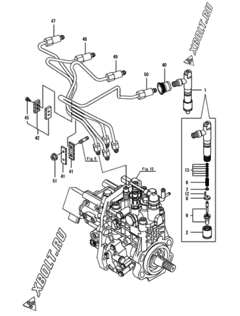  Двигатель Yanmar 4TNV98-ZXVHBW, узел -  Форсунка 