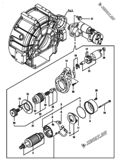  Двигатель Yanmar 4TNV106-GGL6, узел -  Стартер 