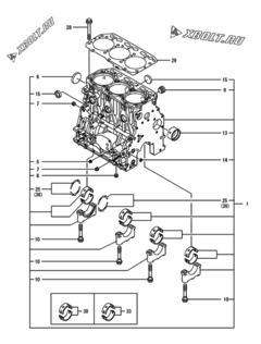  Двигатель Yanmar 3TNV88F-EPYB, узел -  Блок цилиндров 