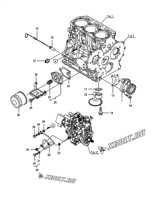  Система смазки двигателя Yanmar 3TNV88F-EPYB