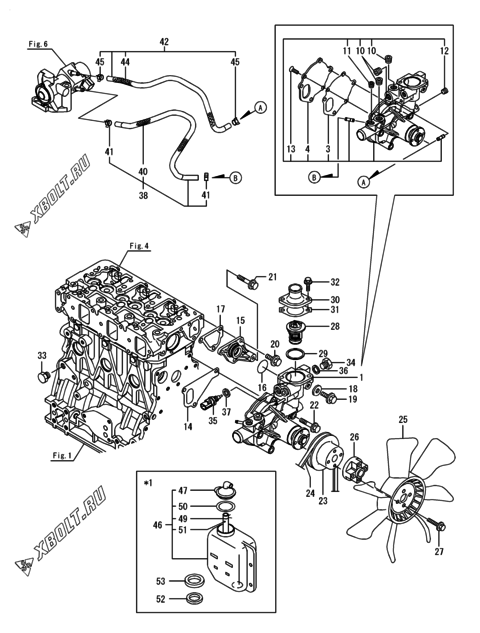  Система водяного охлаждения двигателя Yanmar 3TNV88F-EPYB